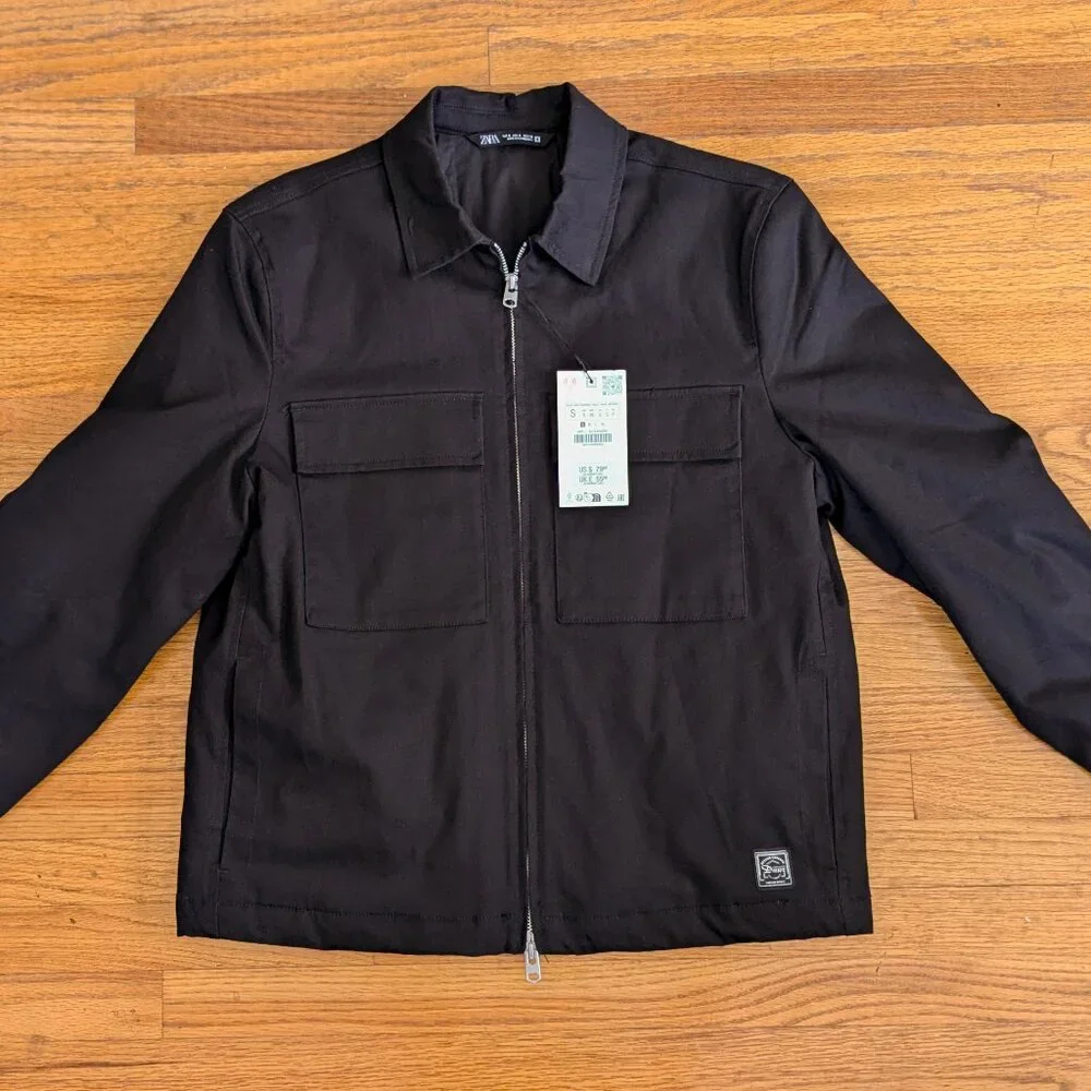 Zara // Pocket Overshirt // Black // S